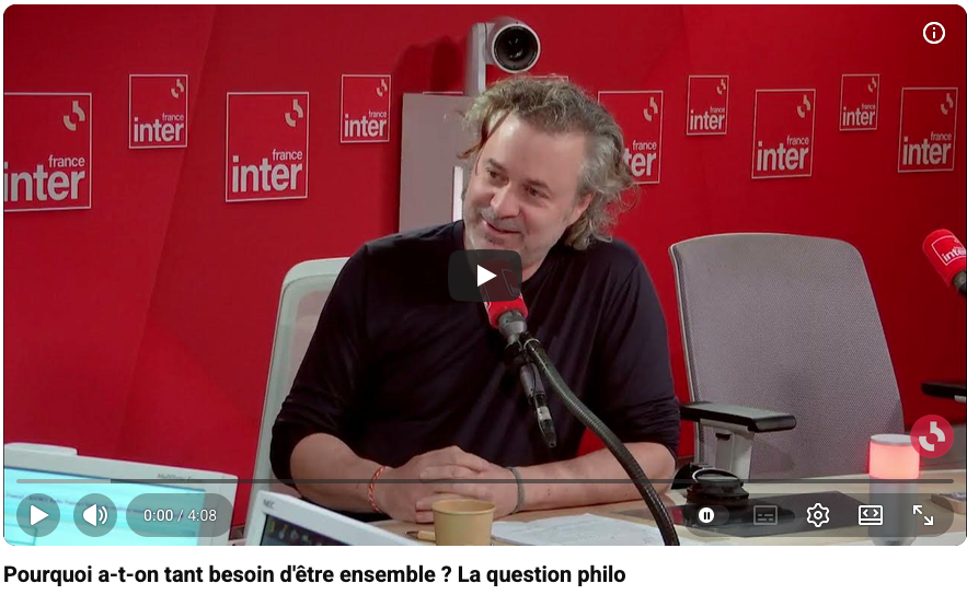 Capture de l’émission de France Inter avec Charles Pépin, illustration de l’article Pourquoi avons-nous besoin d’être ensemble ?
